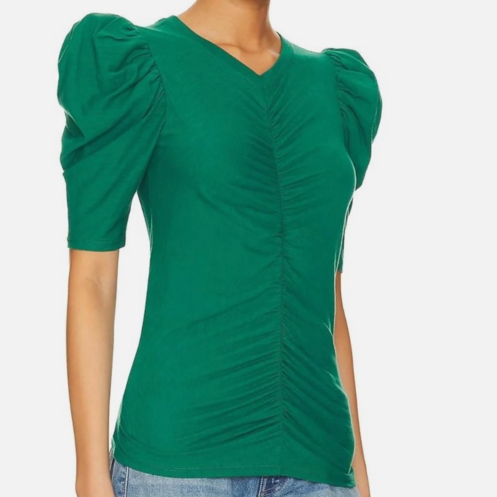Nation LTD Women’s Gathered Front Puff-Sleeve Top - Green